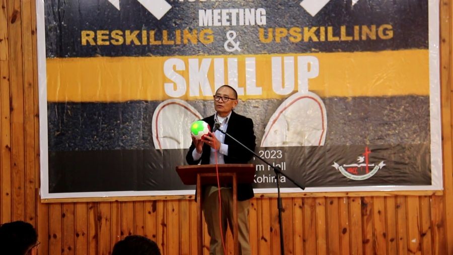 Rev Dr Zelhou Keyho, General Secretary, NBCC speaking during the youth board meeting and skill up training at NBCC HQ Kohima.